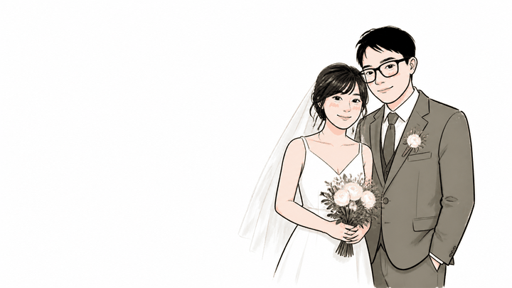 婚禮主視覺與謝卡延伸情境示意